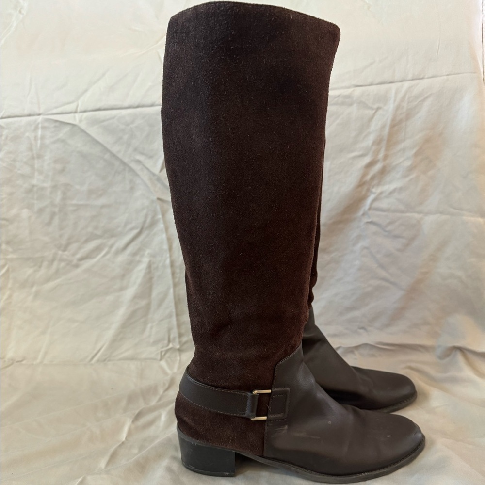Brown knee high boots